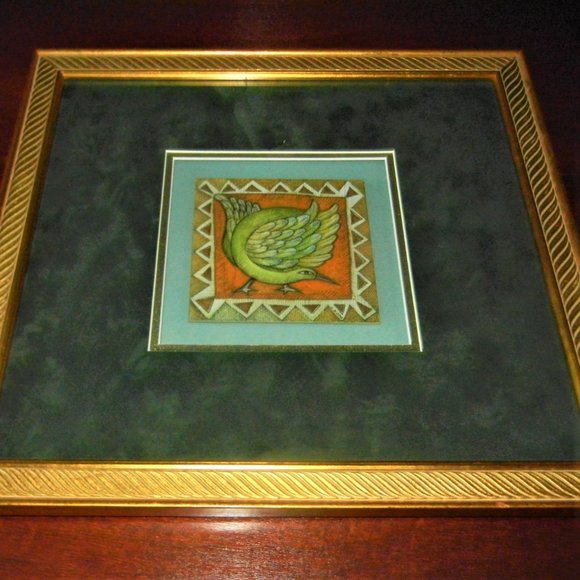Charles Bibbs 1999 ORIGINAL Artwork "BIRD MOTIF" Framed with COA - Picture 4 of 6